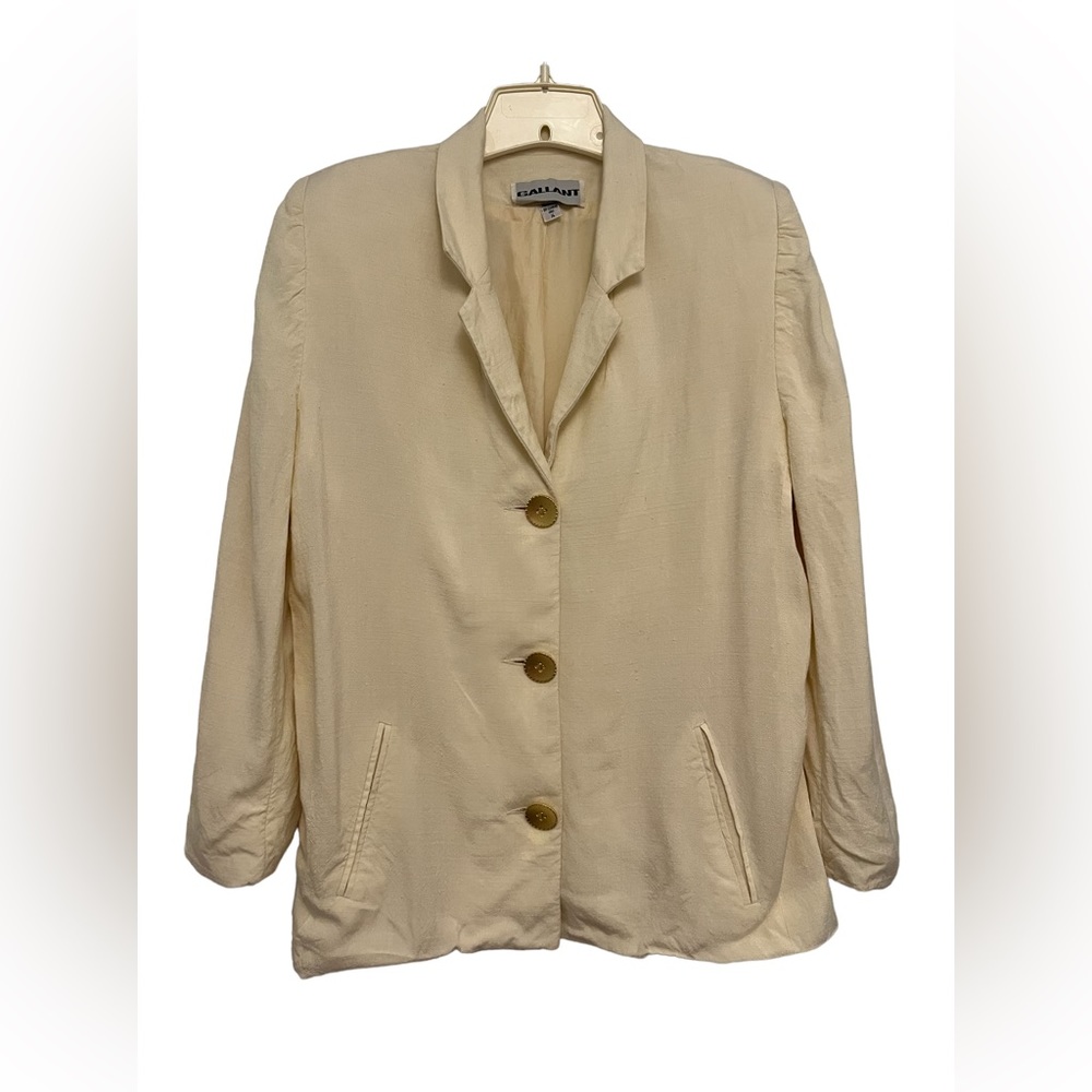 Gallant Cream Colored Blazer with Goldtone Buttons Size 14